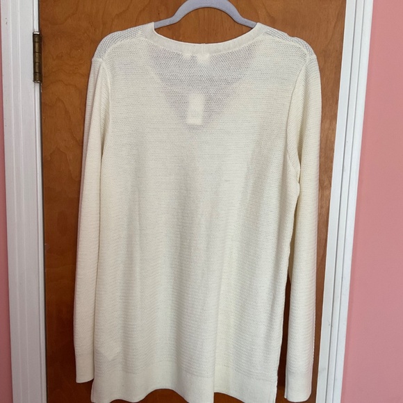 Gap Tunic Sweater Women’s Sz L Cream Brooklyn V-neck Wool Blend Sheer NWT - Picture 4 of 13